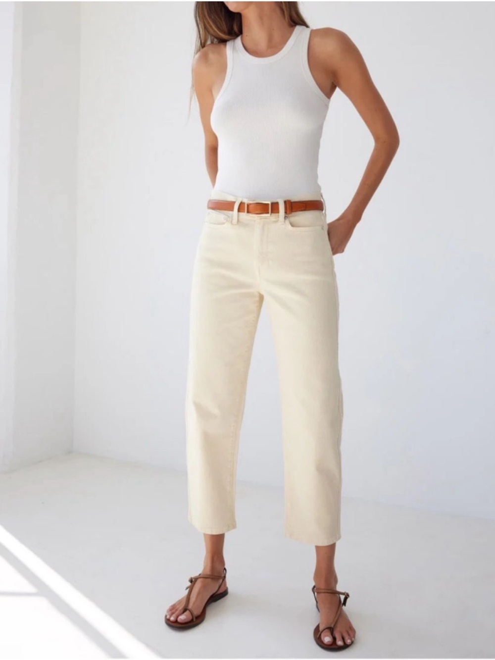 AYR Jeans The Beat Drop Barrel Leg in Straw Hat Cream